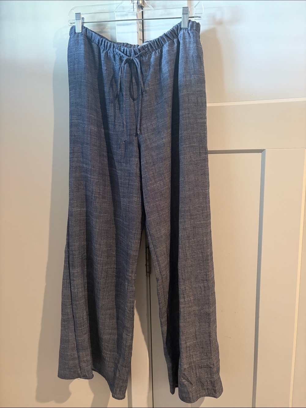 Lightweight Wide-Leg Drawstring Pants - Slate BLUE WASHED JEAN LIKE  XL